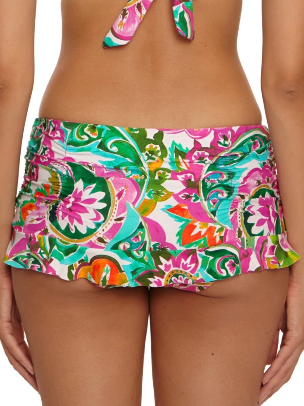 BECCA LA VIE PRINT RUCHED SKIRTY BOTTOM IN SIZES SMALL AND MEDIUM